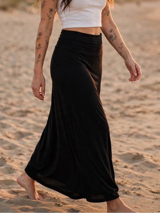 Dresses & Skirts - OPTIONAL Stretchy Coastal Fold over High waisted Classic Maxi Midi Skirt size2